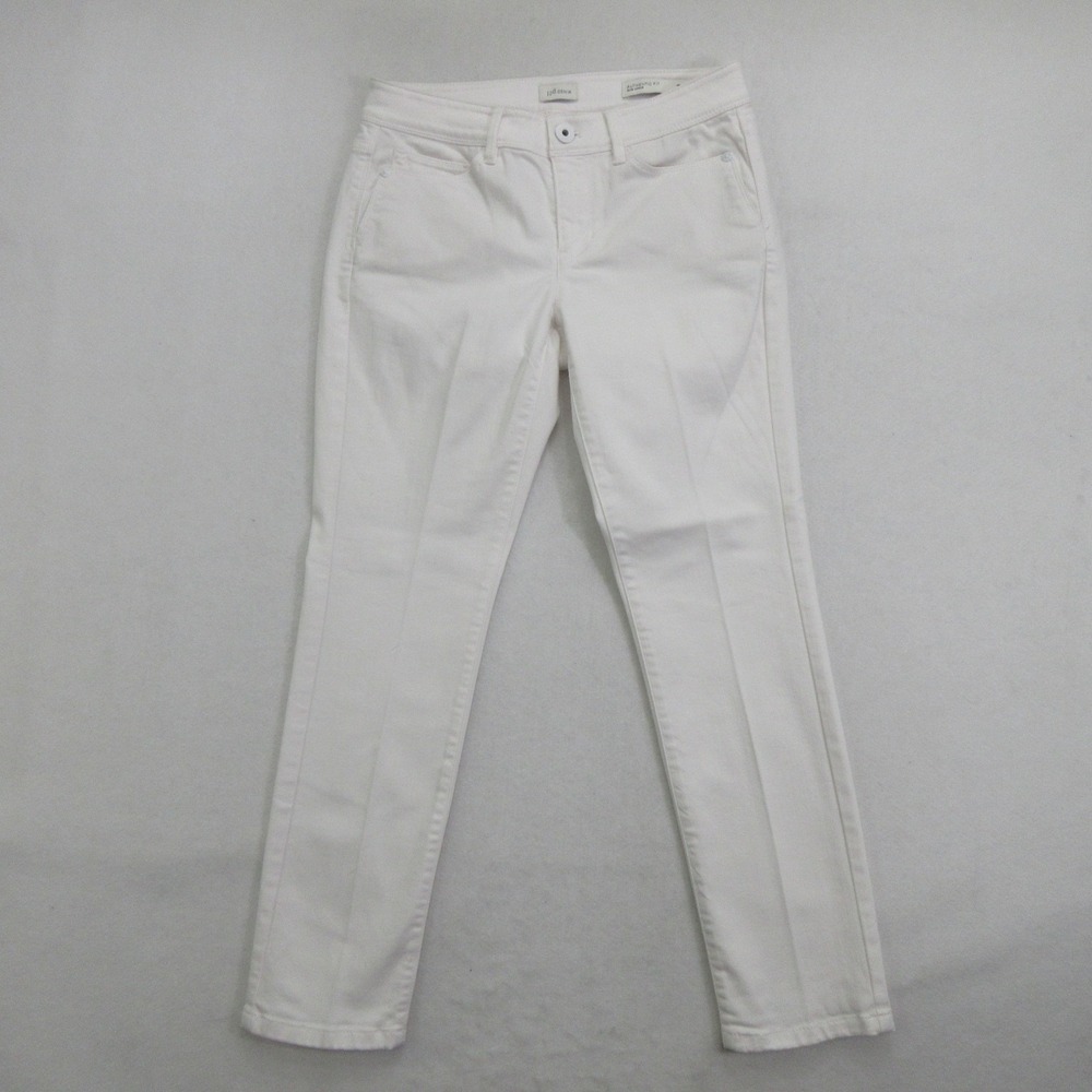 J. Jill Women 2P Authentic Fit Slim Ankle Jeans White Stretch Cotton Blend